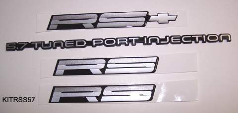 Emblem Kit: 87-92  Camaro RS 5.7 TPI Silver