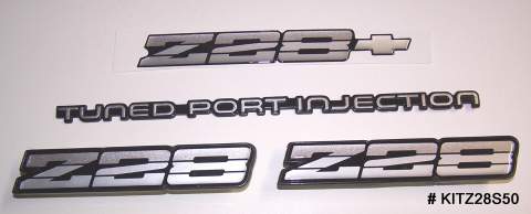 Emblem Kit: Camaro 85-92 Z/28 Silver TPI 5lt